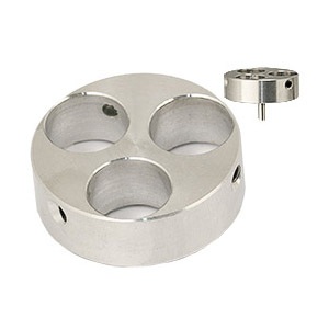EM-Tec J3 multi stub holder for 3 x Ø12.2mm JEOL stubs, Ø31.5x10mm, pin